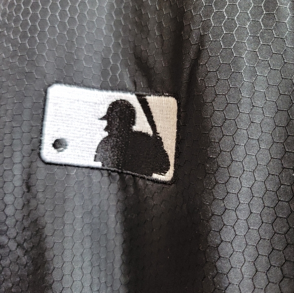 Vintage Majestic MLB Puffer Jacket Mens medium Long Black Insulated 90s umpire - Picture 5 of 10